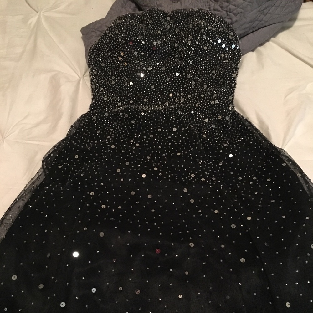 XS Strapless Black Gown